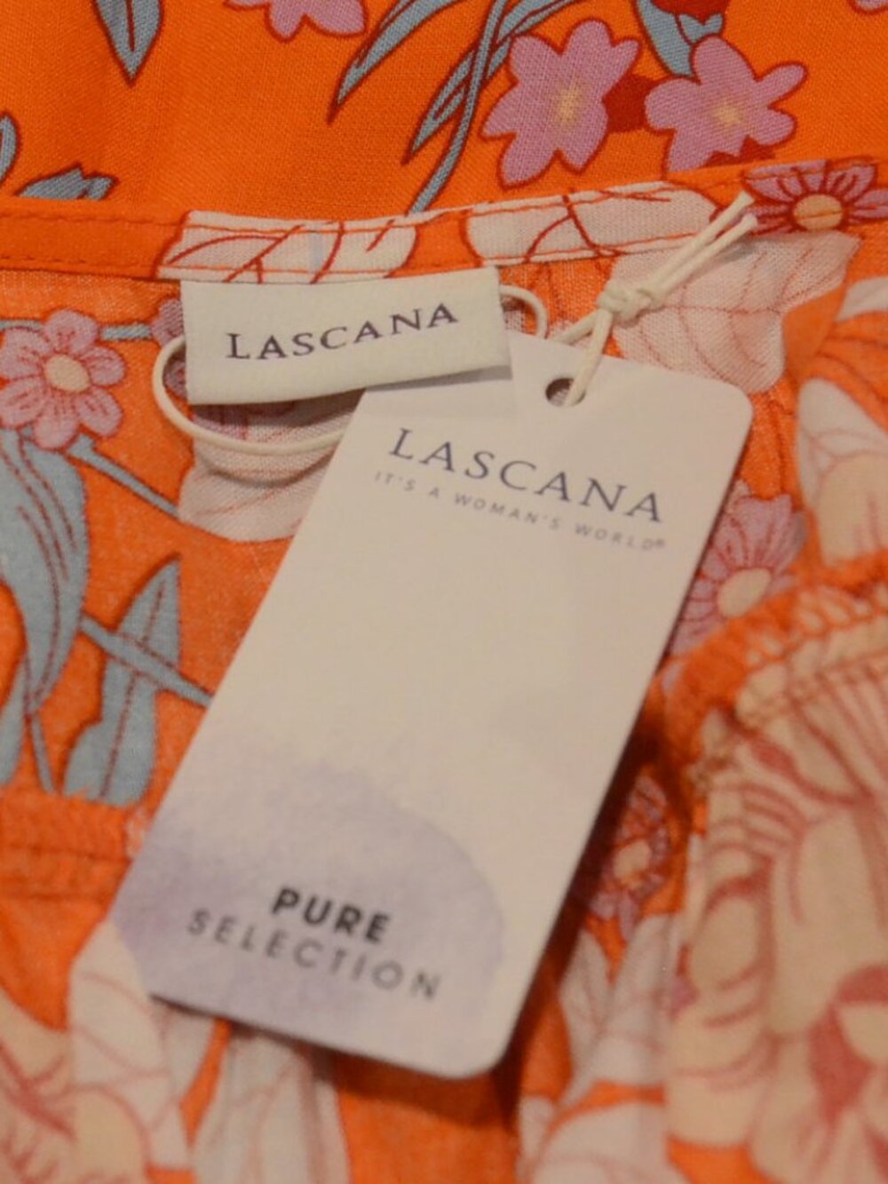 NWT Lascana Women's Size 2 Orange Tropical Print Dress - Picture 3 of 4